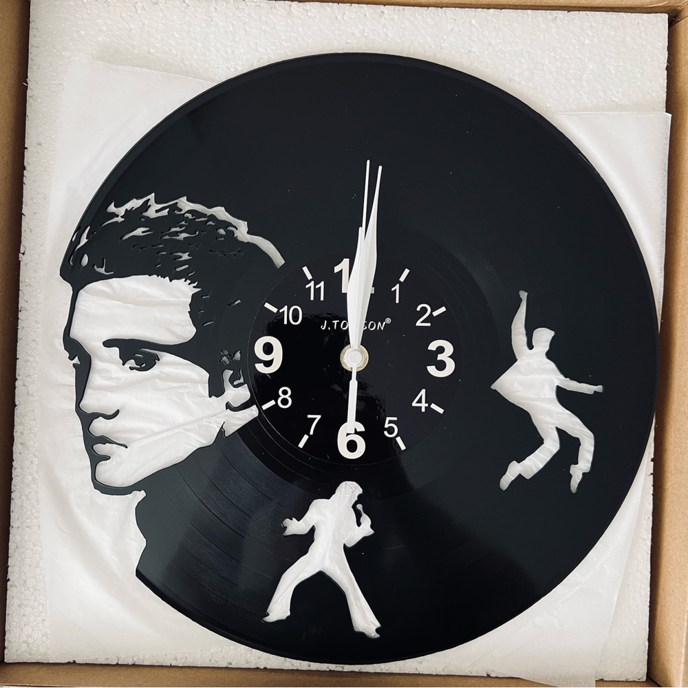 💜 New! Elvis Jailhouse Rock Real Vinyl Record Die-Cut 11.8 X 11.8 Wall Clock